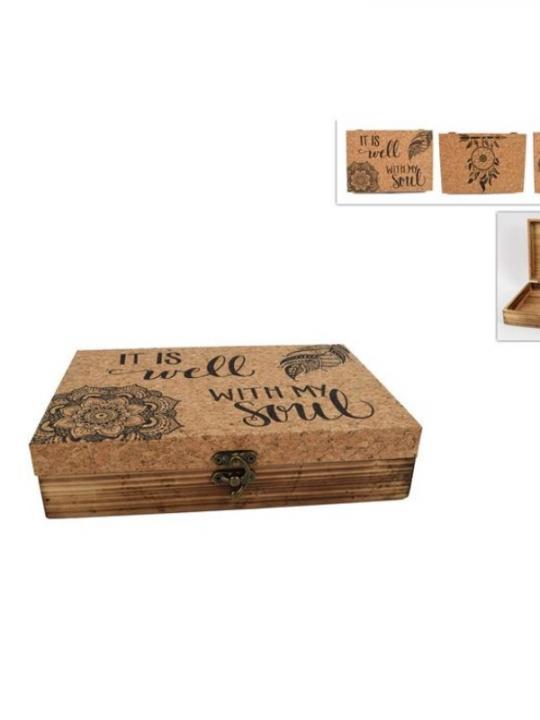 Scatola Legno Fantasia Sughero 24X17X5.5