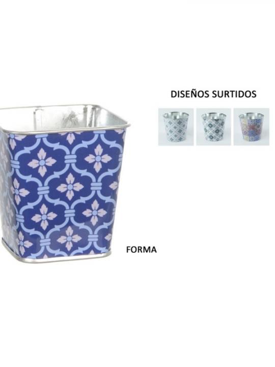 Macetero Metal Cuad Peq Azul