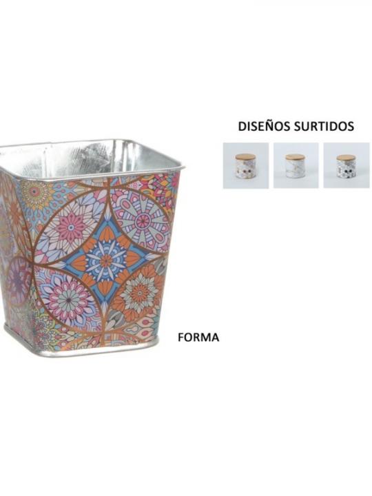 Macetero Metal Cuad Peq Mandala