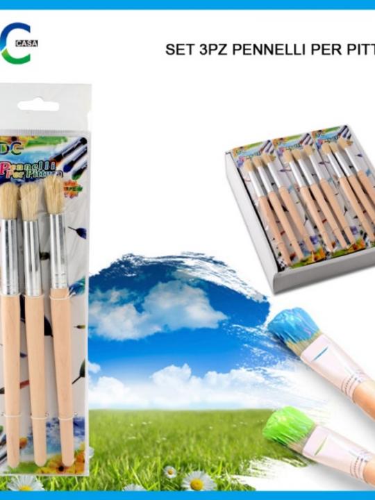 Set 3Pz Pennelli Per Pittura
