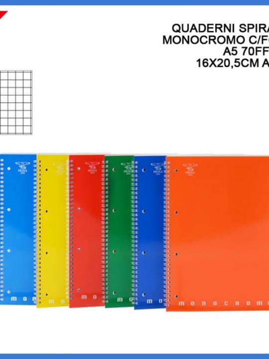 Quaderno Spirale Monocromo C/Fori A5 70F