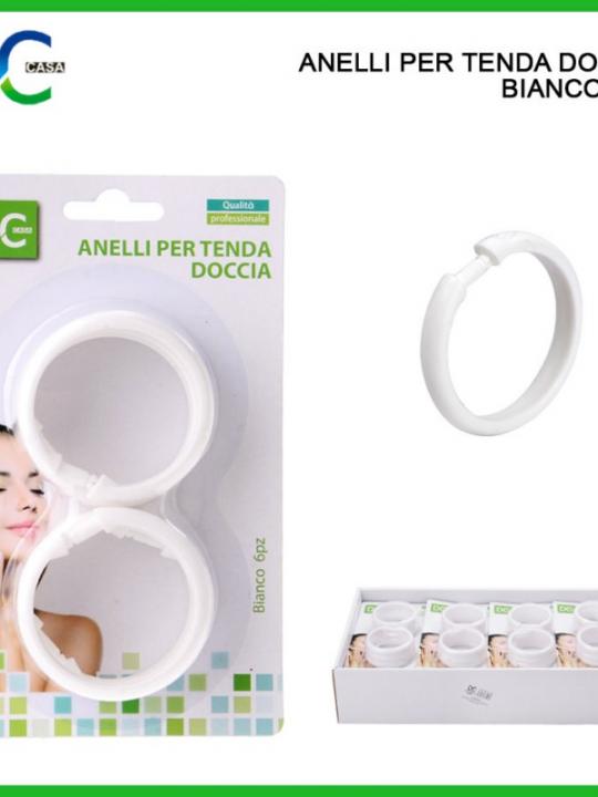 Anelli Per Tenda Doccia Bianco 6Pz
